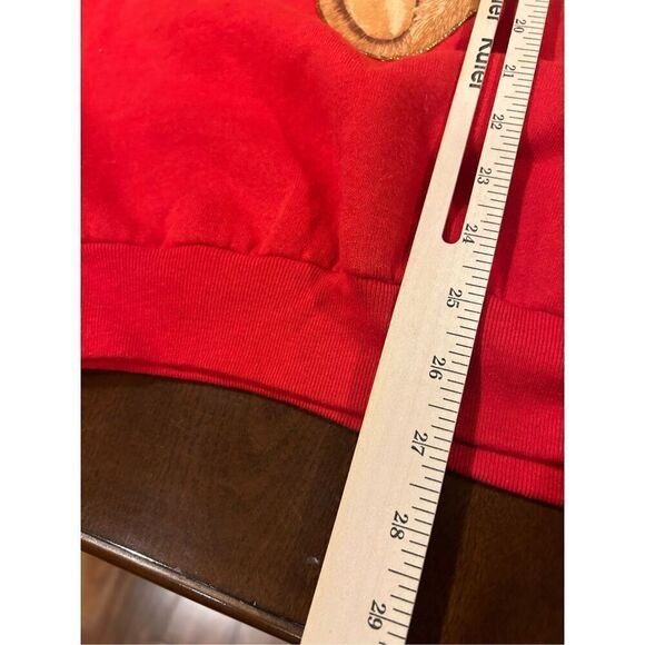 Sz L - Vintage 1990s Teddy Bear Christmas Bedazzled Sweatshirt Crewneck Red - Picture 5 of 6